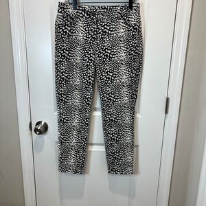 Cache Womens Slim Leg Pants Animal Print Black White 6